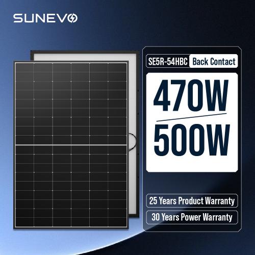Sunevo 30 Years Warranty Bifacial BC Solar Panels 470w 500w for Commercial Solar System Photovoltaic Installation